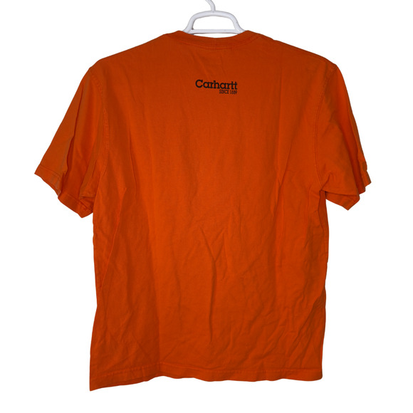 Carhartt Shirt Mens Medium Orange Graphic Spell Out Logo Workwear Utility - Picture 2 of 7
